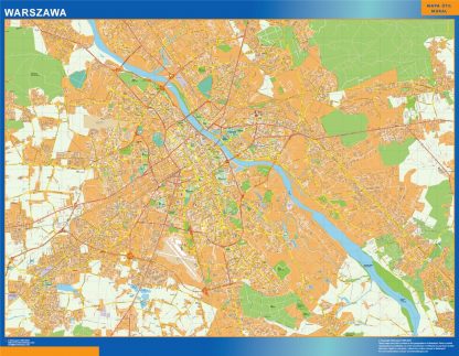 Mapa Varsovia Polonia enmarcado plastificado