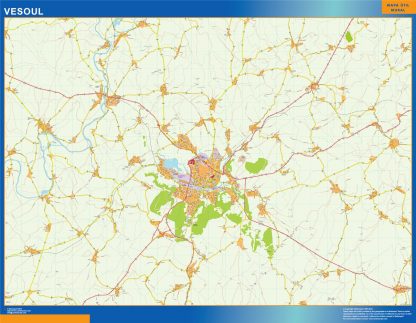 Mapa Vesoul en Francia enmarcado plastificado