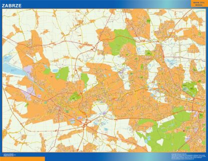 Mapa Zabrze Polonia enmarcado plastificado