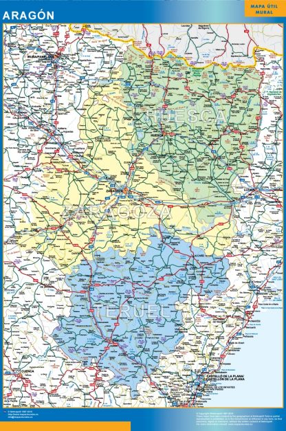 Mapa de Aragon enmarcado plastificado