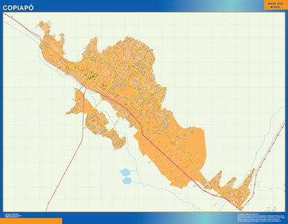 Mapa de Copiapo en Chile enmarcado plastificado