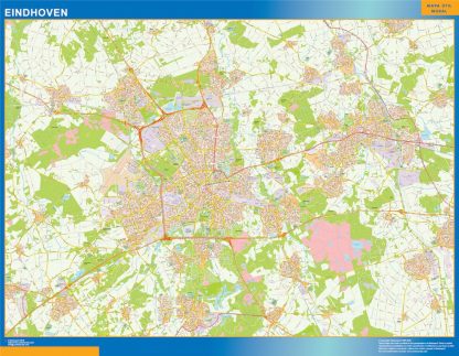 Mapa de Eindhoven enmarcado plastificado