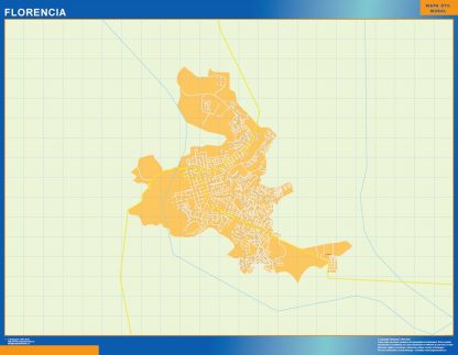 Mapa de Florencia en Colombia enmarcado plastificado