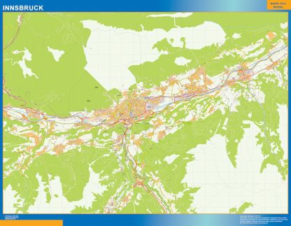 Mapa de Innsbruck en Austria enmarcado plastificado