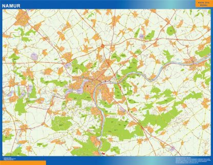 Mapa de Namur en Bélgica enmarcado plastificado