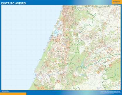 Mapa distrito Aveiro enmarcado plastificado