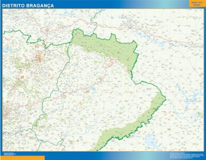 Mapa distrito Bragança enmarcado plastificado