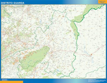 Mapa distrito Guarda enmarcado plastificado