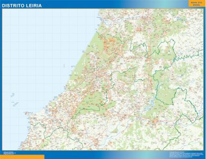 Mapa distrito Leiria enmarcado plastificado