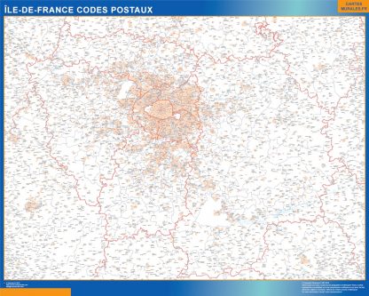 Mapa región Ile de France postal enmarcado plastificado