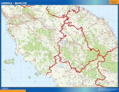 Mapa región Umbria Marche enmarcado plastificado