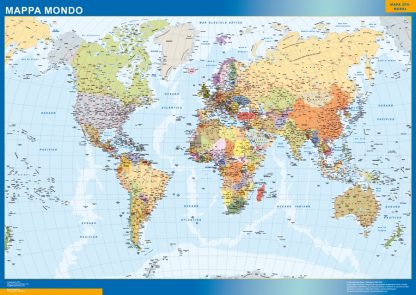 Mapamundi Italiano enmarcado plastificado