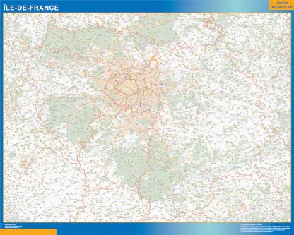 Region Ile de France enmarcado plastificado