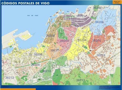 Vigo códigos postales enmarcado plastificado